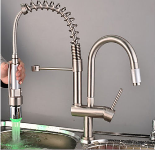 Napoli Brushed Nickel Kitchen Sink Faucet with Pull Down Spray